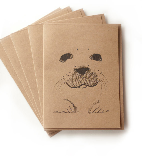 harbor seal greeting cards - set of 5 $12 or a single card for $3